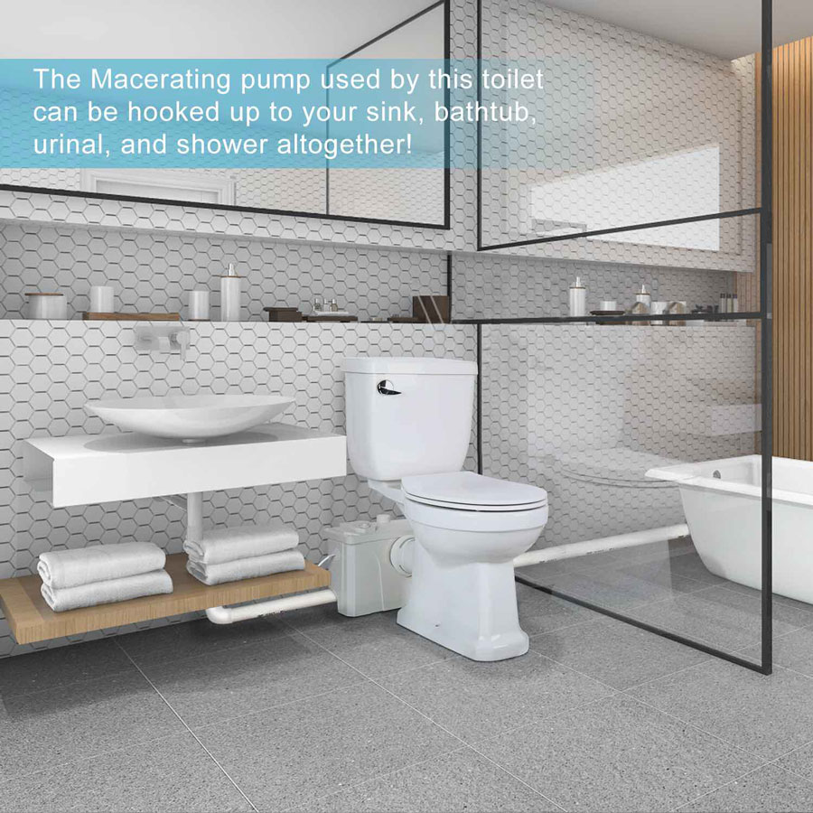 Mobility factory macerating toilet FLO700 build a complete bathroom anywhere